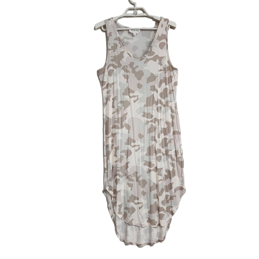 Olive & Oak Camo Knit Dress Sleeveless High Low Hem Tank V Neck Pastels Earth